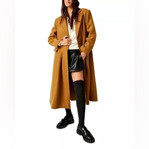 Free People - Victoria Pleated Coat - Beige - XL